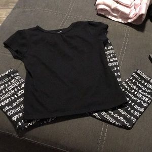 Under Armour black and white leggings w/ black tee